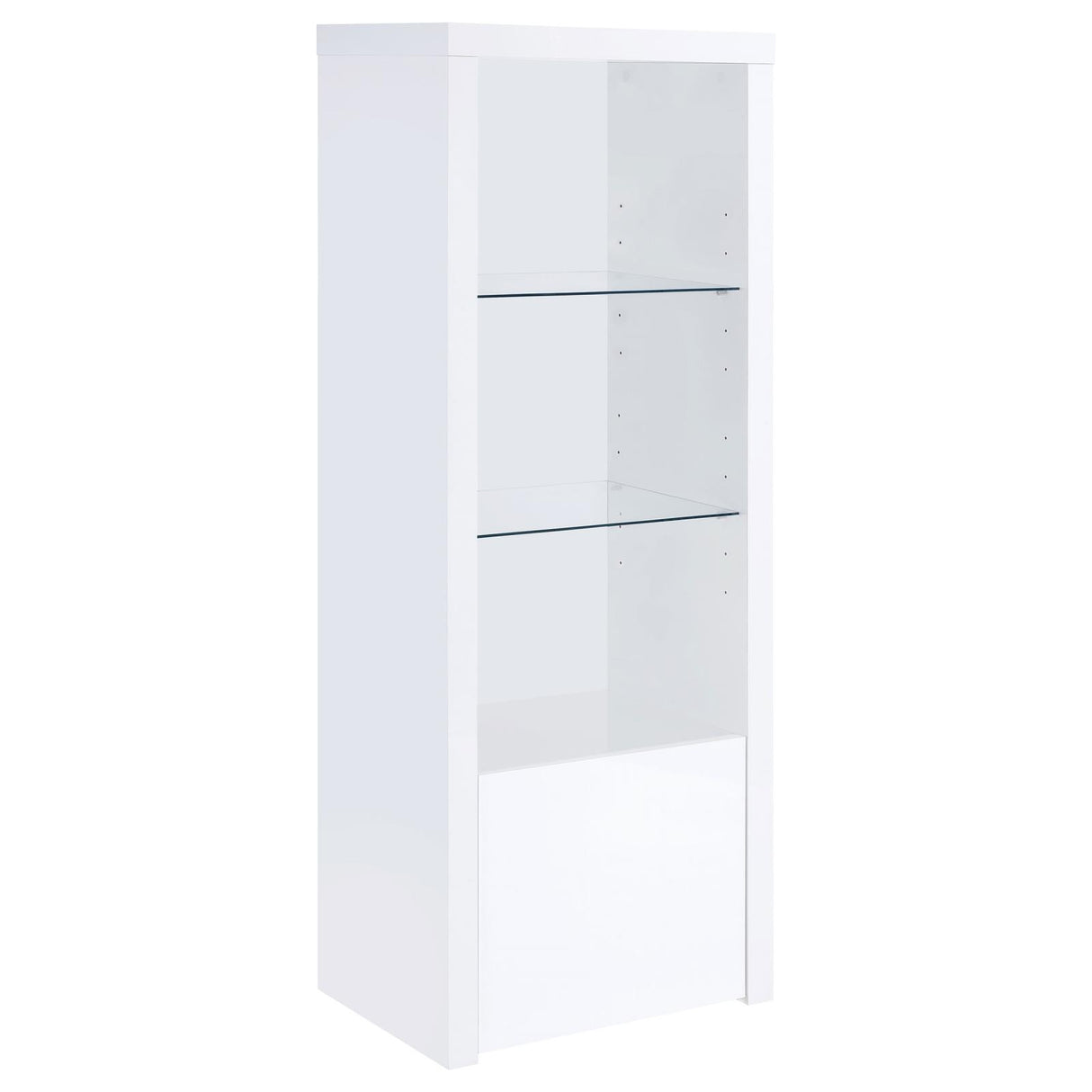 Jude 3-shelf Media Tower With Storage Cabinet White High Gloss from Coaster - Luna Furniture