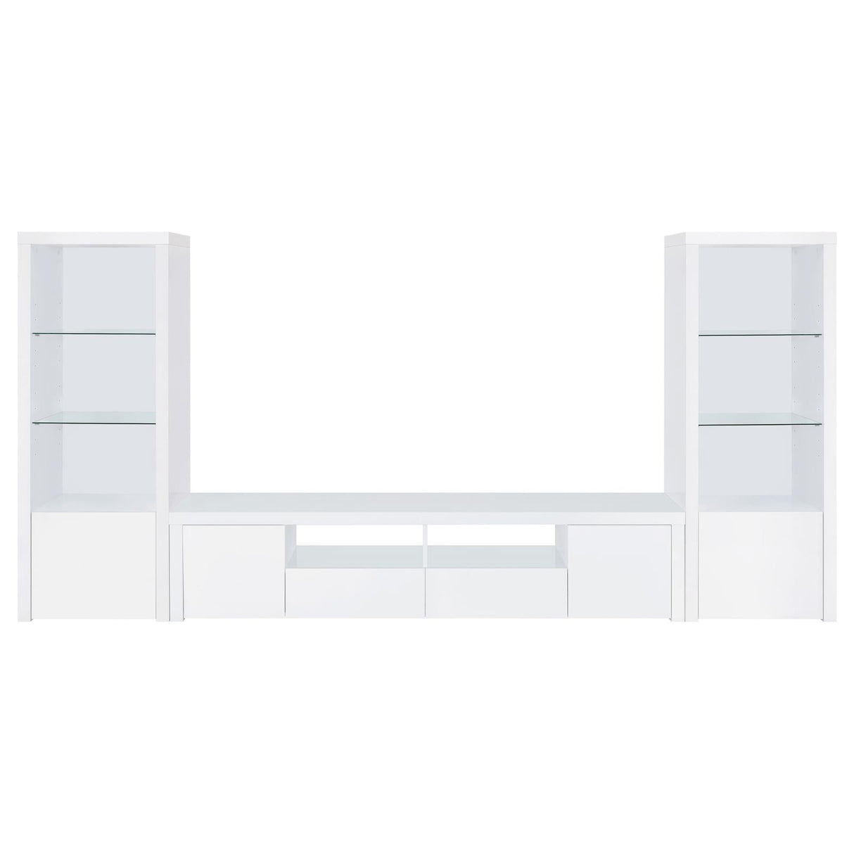 Jude 3-shelf Media Tower With Storage Cabinet White High Gloss from Coaster - Luna Furniture