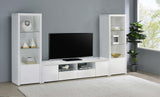 Jude 3-shelf Media Tower With Storage Cabinet White High Gloss from Coaster - Luna Furniture