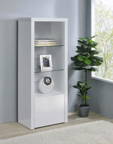 Jude 3-shelf Media Tower With Storage Cabinet White High Gloss from Coaster - Luna Furniture