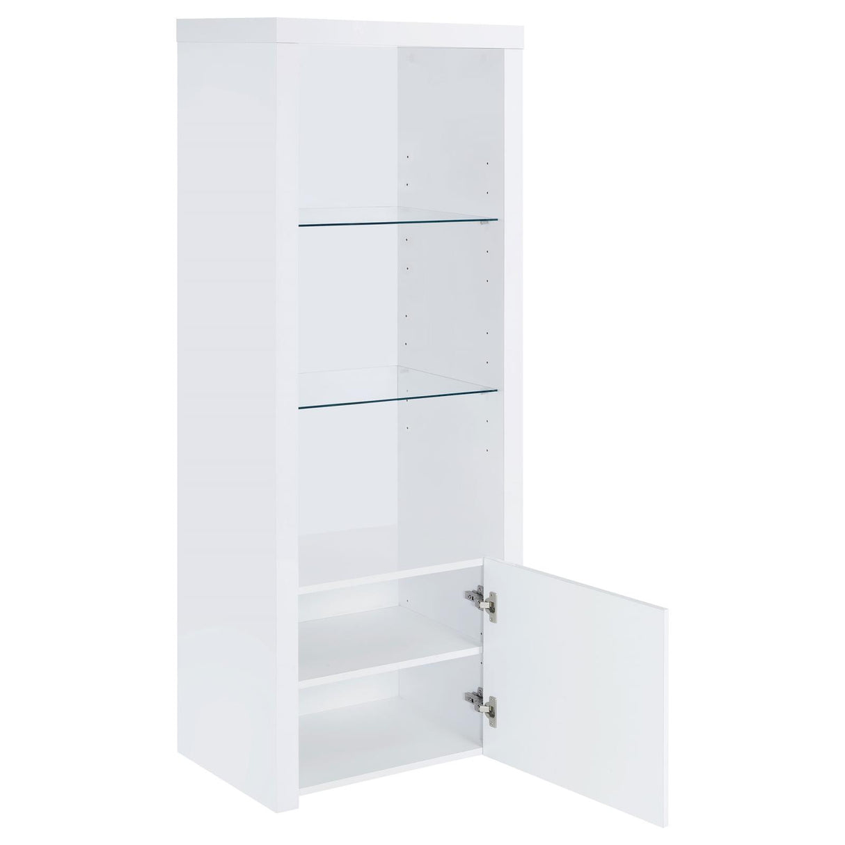 Jude 3-shelf Media Tower With Storage Cabinet White High Gloss from Coaster - Luna Furniture