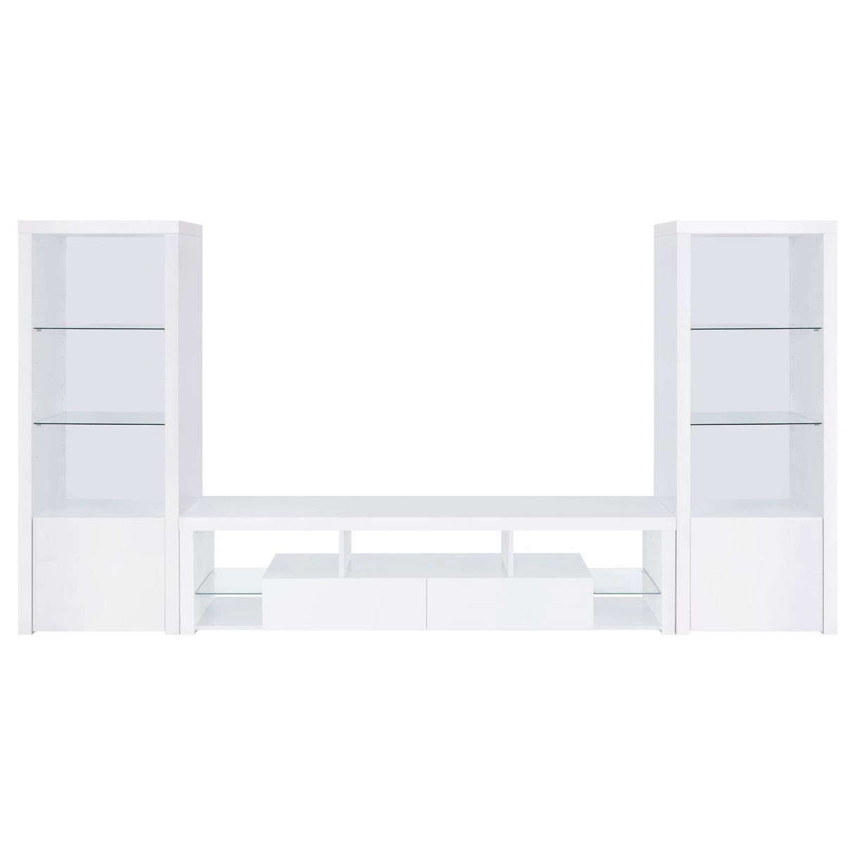 Jude 3-shelf Media Tower With Storage Cabinet White High Gloss from Coaster - Luna Furniture