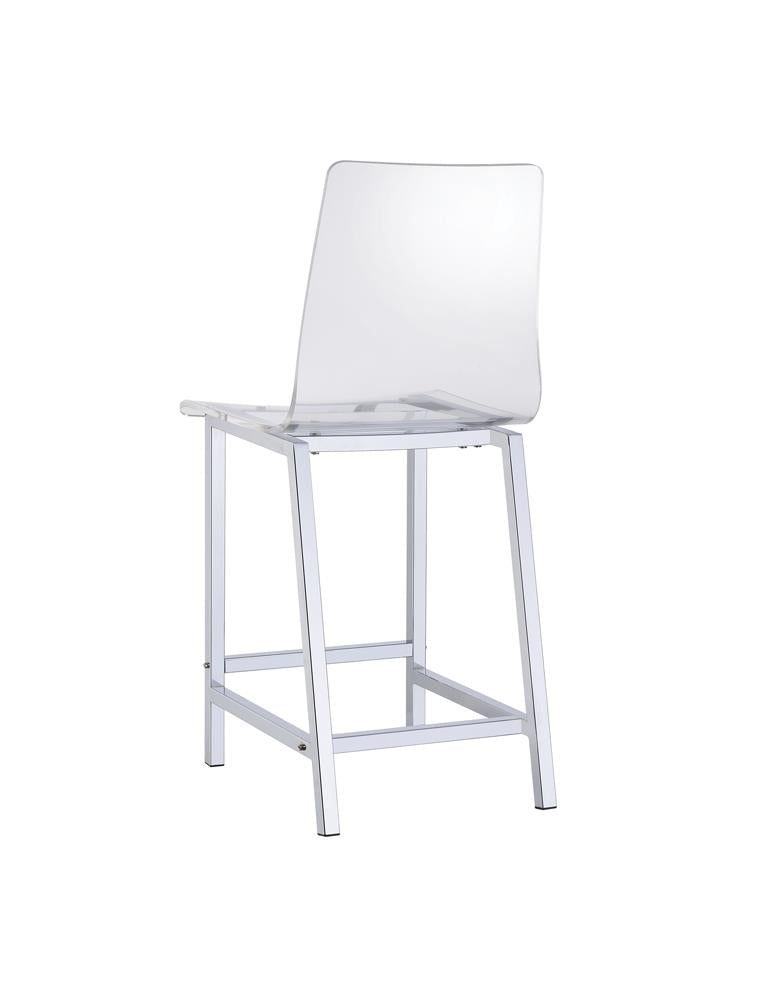 Juelia Chrome/Clear Acrylic Counter Height Stools, Set of 2 from Coaster - Luna Furniture