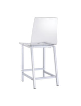 Juelia Chrome/Clear Acrylic Counter Height Stools, Set of 2 from Coaster - Luna Furniture