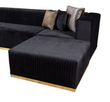 Juliana Black Velvet 4-Piece Sectional - JULIANABLACK-SEC4 - Luna Furniture