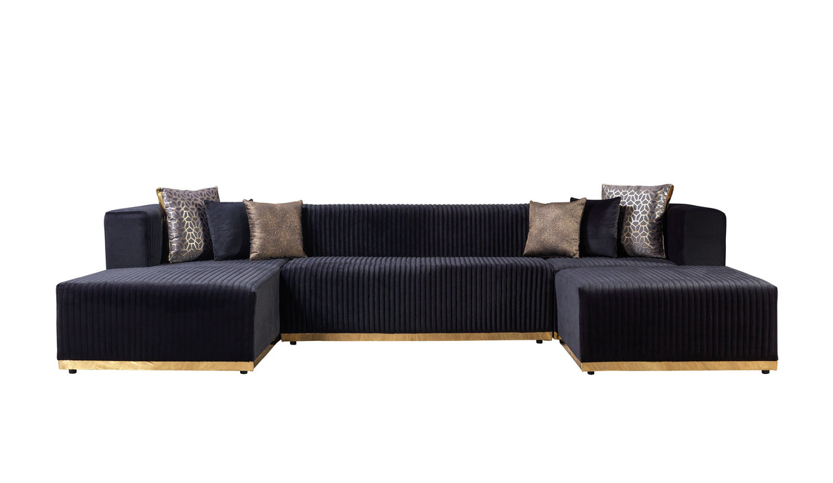 Juliana Black Velvet 4-Piece Sectional - JULIANABLACK-SEC4 - Luna Furniture