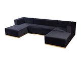 Juliana Black Velvet 4-Piece Sectional - JULIANABLACK-SEC4 - Luna Furniture