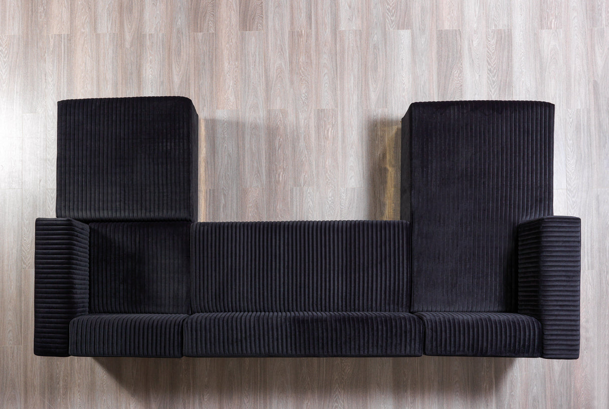 Juliana Black Velvet 4-Piece Sectional - JULIANABLACK-SEC4 - Luna Furniture