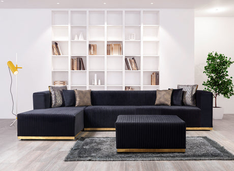 Juliana Black Velvet 4-Piece Sectional - JULIANABLACK-SEC4 - Luna Furniture