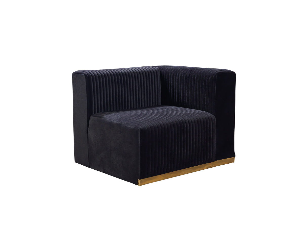 Juliana Black Velvet 4-Piece Sectional - JULIANABLACK-SEC4 - Luna Furniture