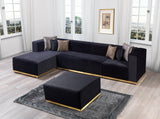 Juliana Black Velvet 4-Piece Sectional - JULIANABLACK-SEC4 - Luna Furniture