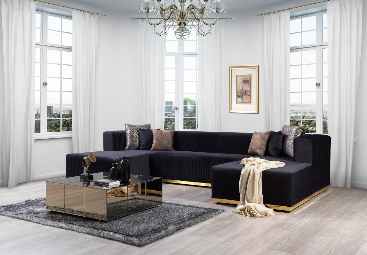 Juliana Black Velvet 4-Piece Sectional - JULIANABLACK-SEC4 - Luna Furniture