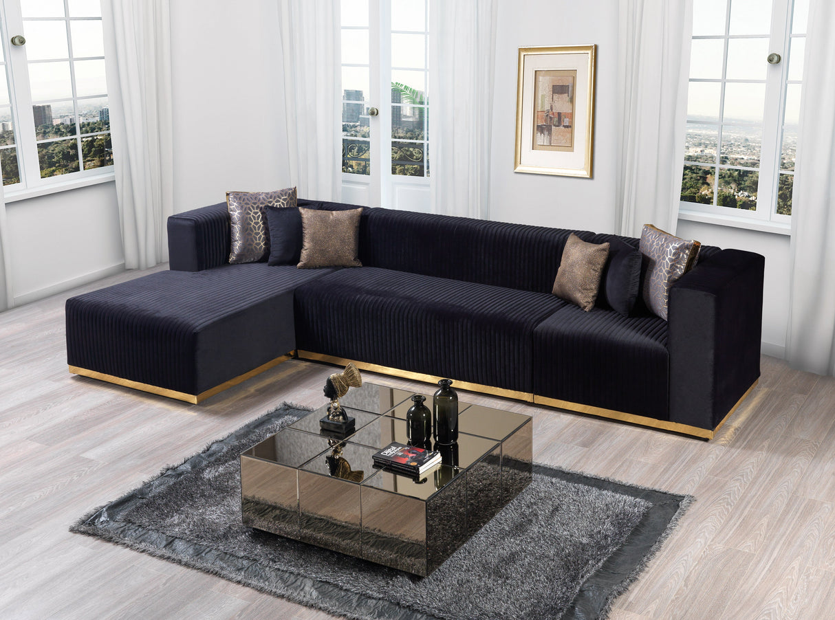 Juliana Black Velvet 4-Piece Sectional - JULIANABLACK-SEC4 - Luna Furniture