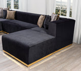 Juliana Black Velvet 4-Piece Sectional - JULIANABLACK-SEC4 - Luna Furniture