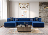 Juliana Blue Velvet 4-Piece Sectional - JULIANABLUE-SEC4 - Luna Furniture