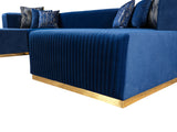 Juliana Blue Velvet 4-Piece Sectional - JULIANABLUE-SEC4 - Luna Furniture