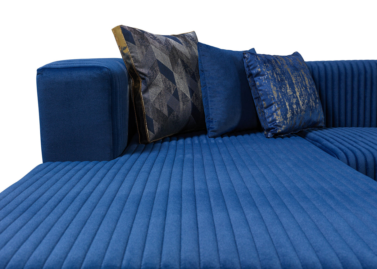 Juliana Blue Velvet 4-Piece Sectional - JULIANABLUE-SEC4 - Luna Furniture