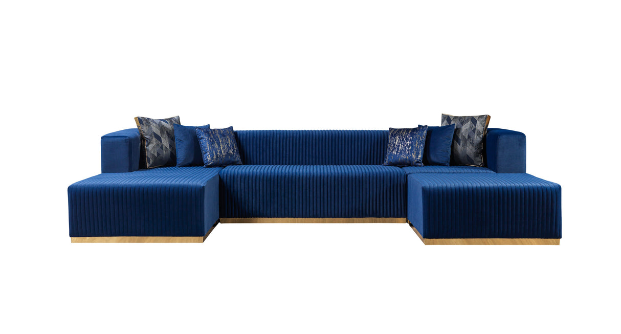 Juliana Blue Velvet 4-Piece Sectional - JULIANABLUE-SEC4 - Luna Furniture