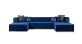 Juliana Blue Velvet 4-Piece Sectional - JULIANABLUE-SEC4 - Luna Furniture