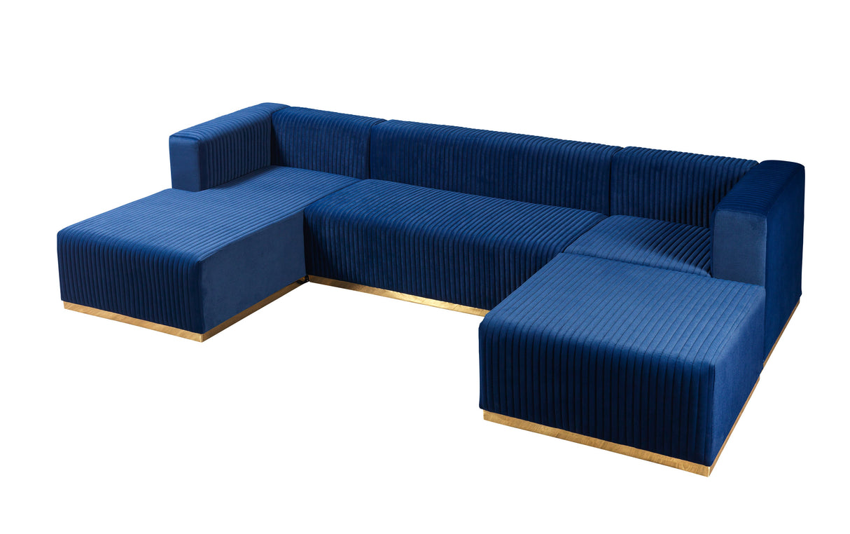 Juliana Blue Velvet 4-Piece Sectional - JULIANABLUE-SEC4 - Luna Furniture