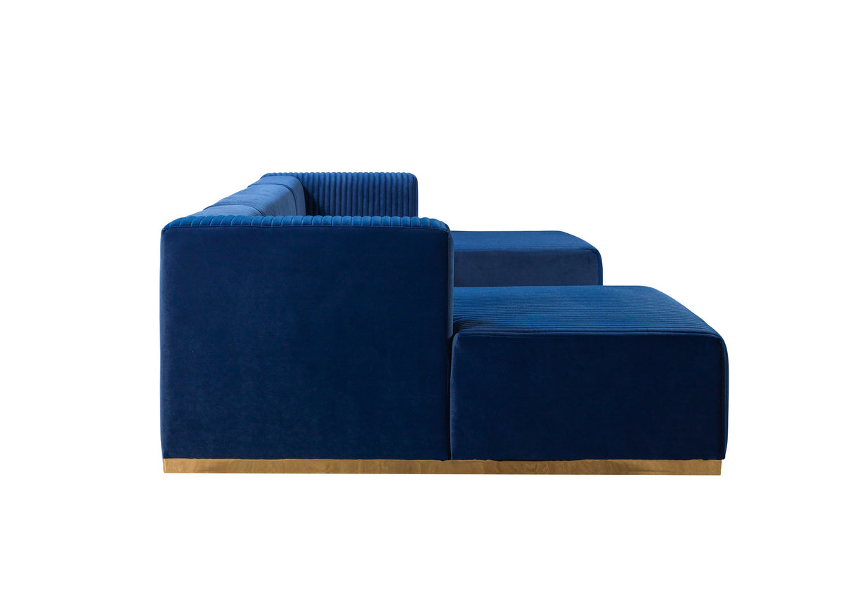 Juliana Blue Velvet 4-Piece Sectional - JULIANABLUE-SEC4 - Luna Furniture