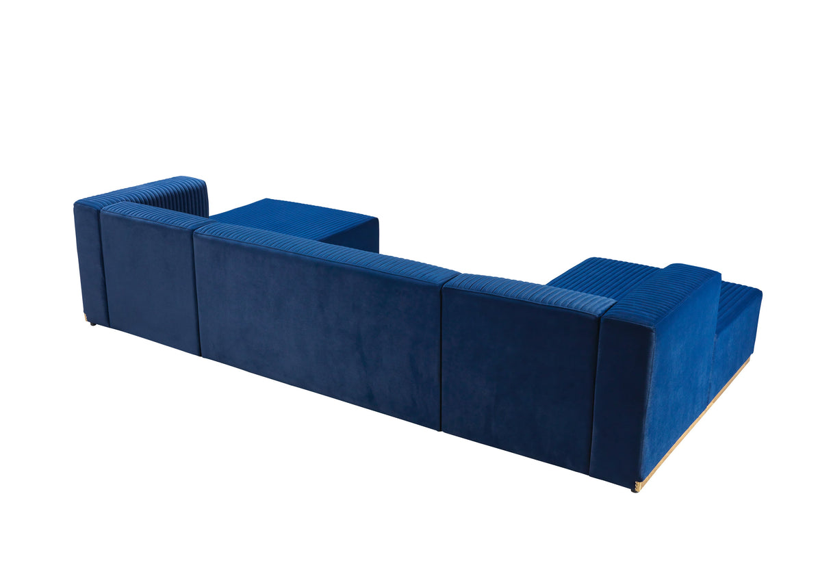 Juliana Blue Velvet 4-Piece Sectional - JULIANABLUE-SEC4 - Luna Furniture