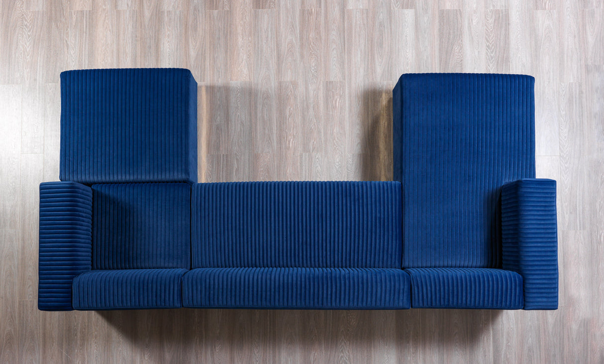 Juliana Blue Velvet 4-Piece Sectional - JULIANABLUE-SEC4 - Luna Furniture