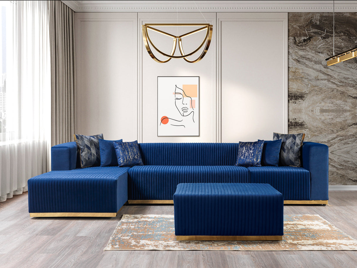 Juliana Blue Velvet 4-Piece Sectional - JULIANABLUE-SEC4 - Luna Furniture