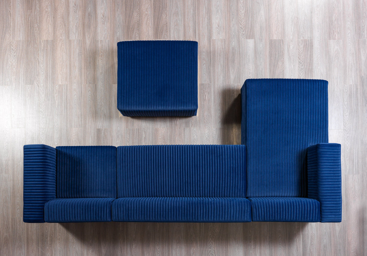 Juliana Blue Velvet 4-Piece Sectional - JULIANABLUE-SEC4 - Luna Furniture