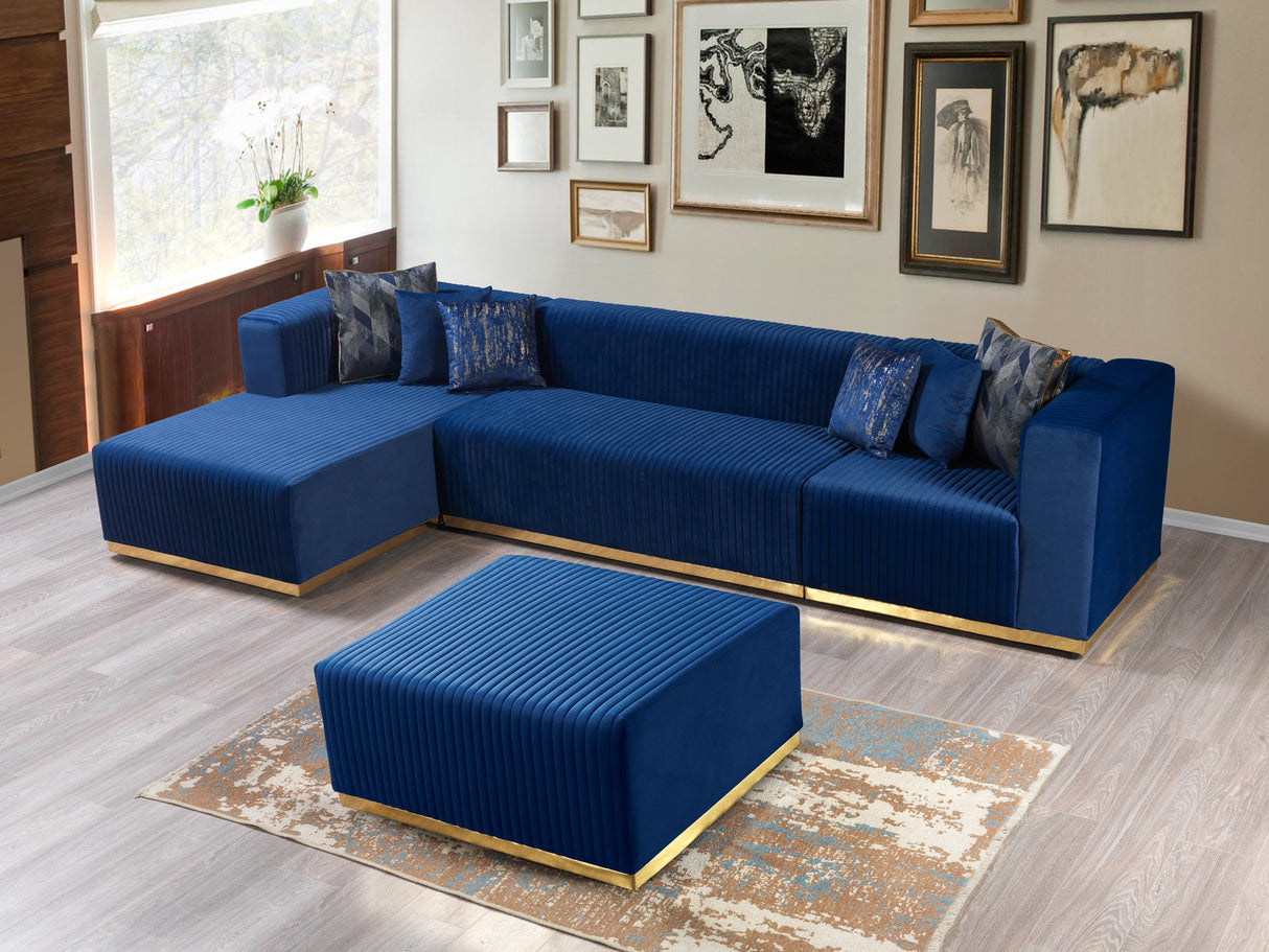 Juliana Blue Velvet 4-Piece Sectional - JULIANABLUE-SEC4 - Luna Furniture