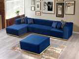 Juliana Blue Velvet 4-Piece Sectional - JULIANABLUE-SEC4 - Luna Furniture