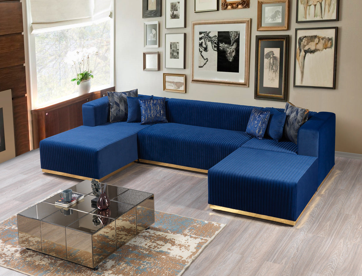 Juliana Blue Velvet 4-Piece Sectional - JULIANABLUE-SEC4 - Luna Furniture