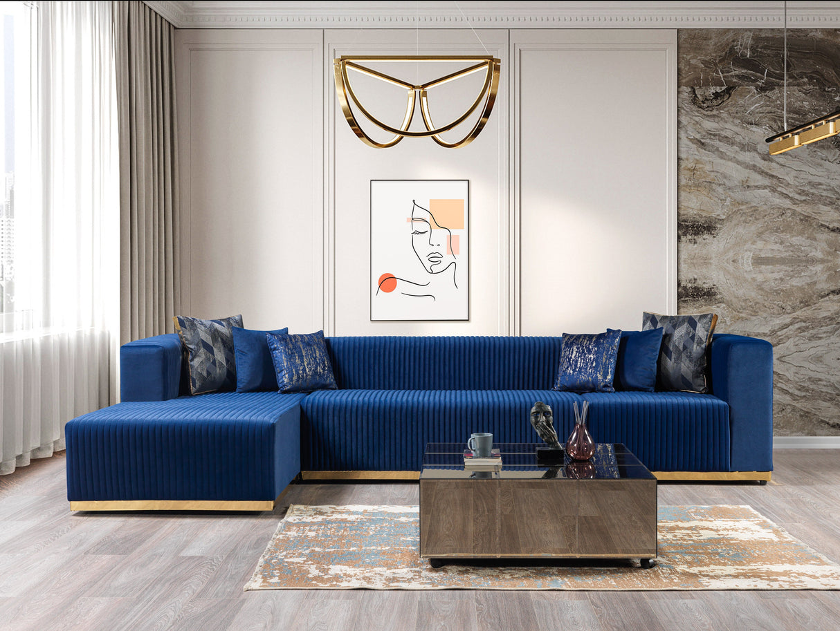 Juliana Blue Velvet 4-Piece Sectional - JULIANABLUE-SEC4 - Luna Furniture