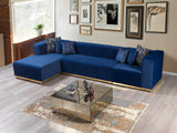 Juliana Blue Velvet 4-Piece Sectional - JULIANABLUE-SEC4 - Luna Furniture