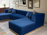 Juliana Blue Velvet 4-Piece Sectional - JULIANABLUE-SEC4 - Luna Furniture