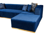 Juliana Blue Velvet 4-Piece Sectional - JULIANABLUE-SEC4 - Luna Furniture