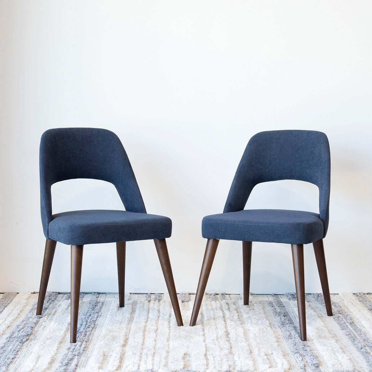 Juliana Mid Century Modern Upholstered Dining Chair (Set of 2) Polyester / Blue - AFC00381 - Luna Furniture