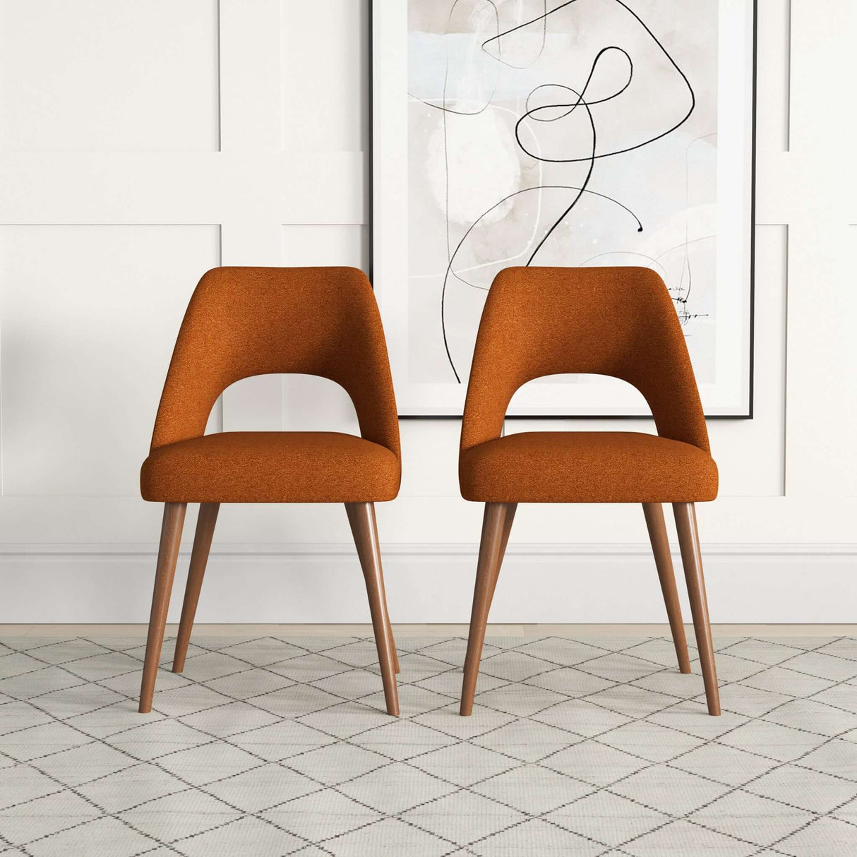 Juliana Mid Century Modern Upholstered Dining Chair (Set of 2) Polyester / Orange - AFC00411 - Luna Furniture