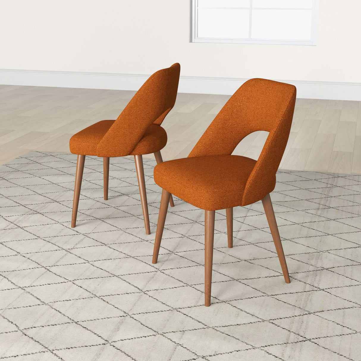 Juliana Mid Century Modern Upholstered Dining Chair (Set of 2) Polyester / Orange - AFC00411 - Luna Furniture