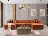 Juliana Orange Velvet 4-Piece Sectional - JULIANAORANGE-SEC4 - Luna Furniture