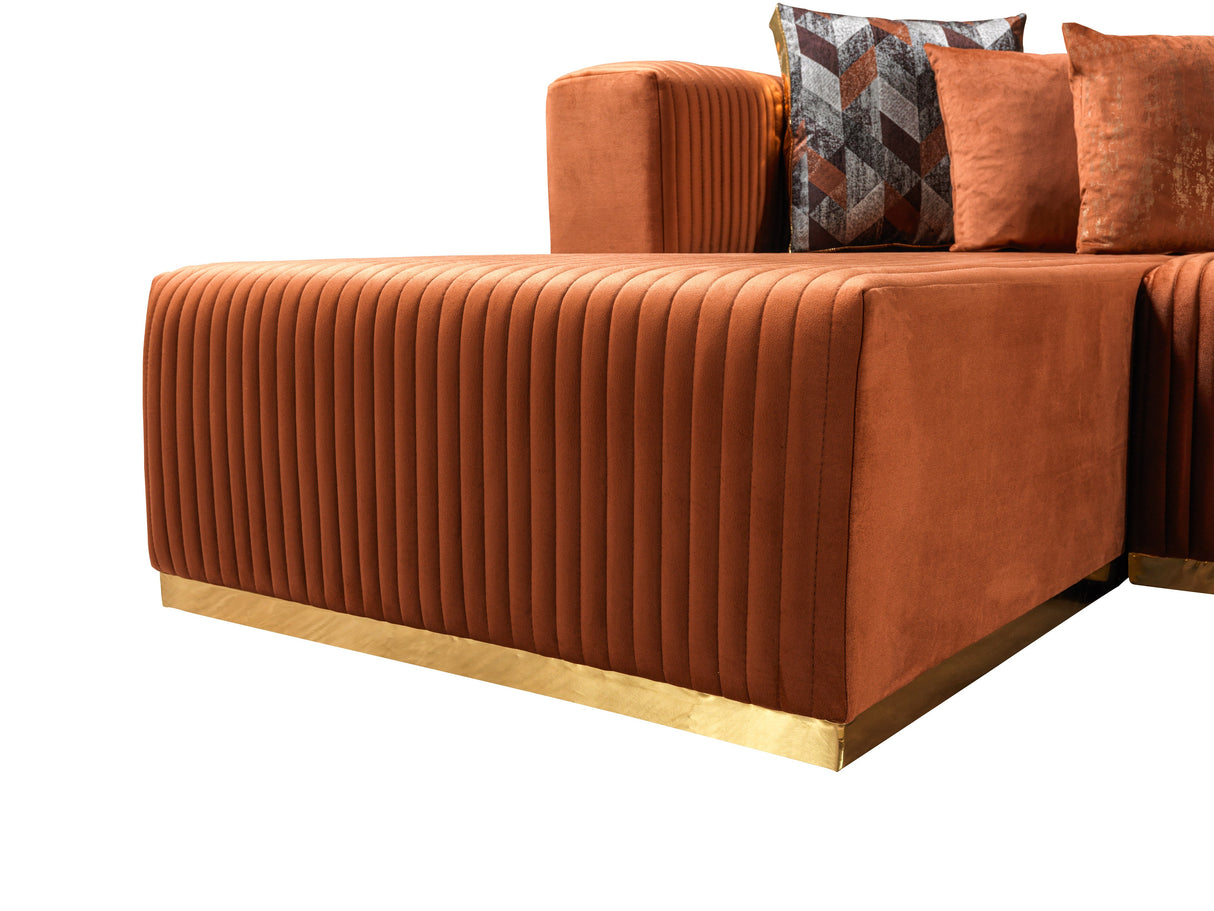 Juliana Orange Velvet 4-Piece Sectional - JULIANAORANGE-SEC4 - Luna Furniture