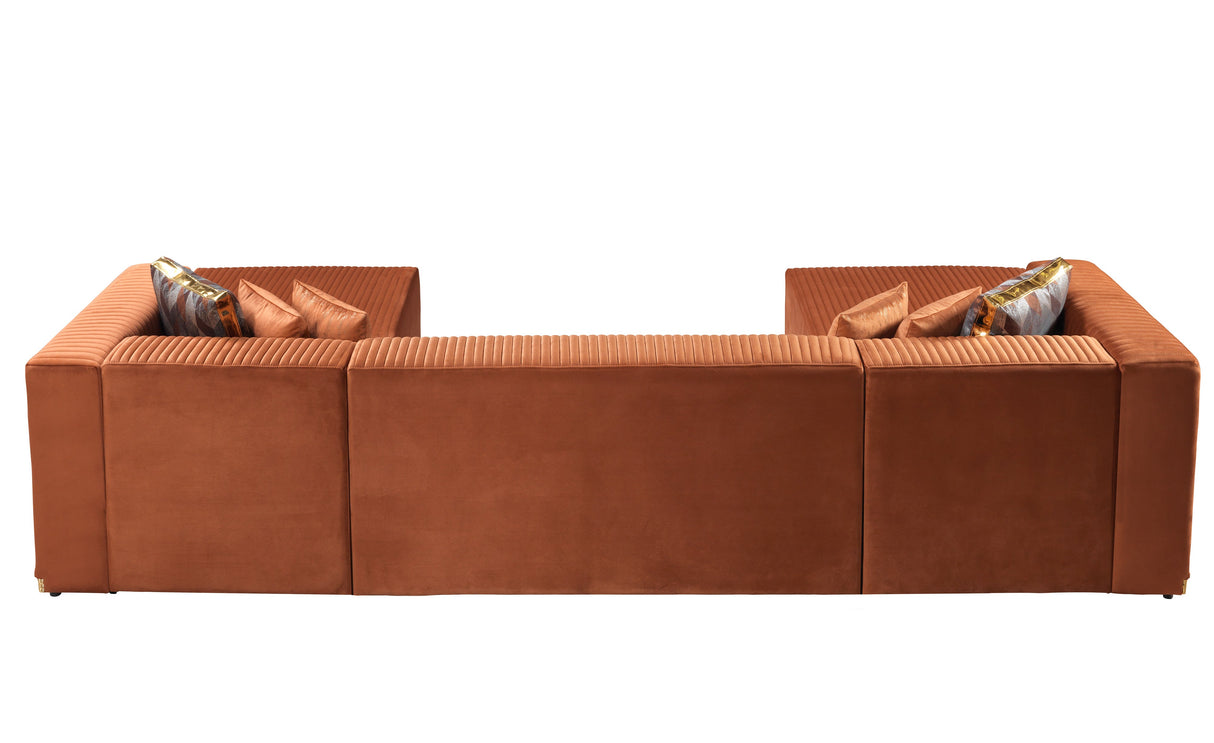 Juliana Orange Velvet 4-Piece Sectional - JULIANAORANGE-SEC4 - Luna Furniture