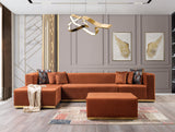 Juliana Orange Velvet 4-Piece Sectional - JULIANAORANGE-SEC4 - Luna Furniture