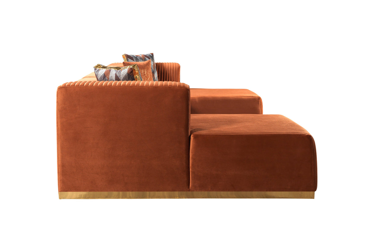 Juliana Orange Velvet 4-Piece Sectional - JULIANAORANGE-SEC4 - Luna Furniture