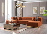 Juliana Orange Velvet 4-Piece Sectional - JULIANAORANGE-SEC4 - Luna Furniture