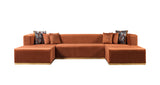 Juliana Orange Velvet 4-Piece Sectional - JULIANAORANGE-SEC4 - Luna Furniture