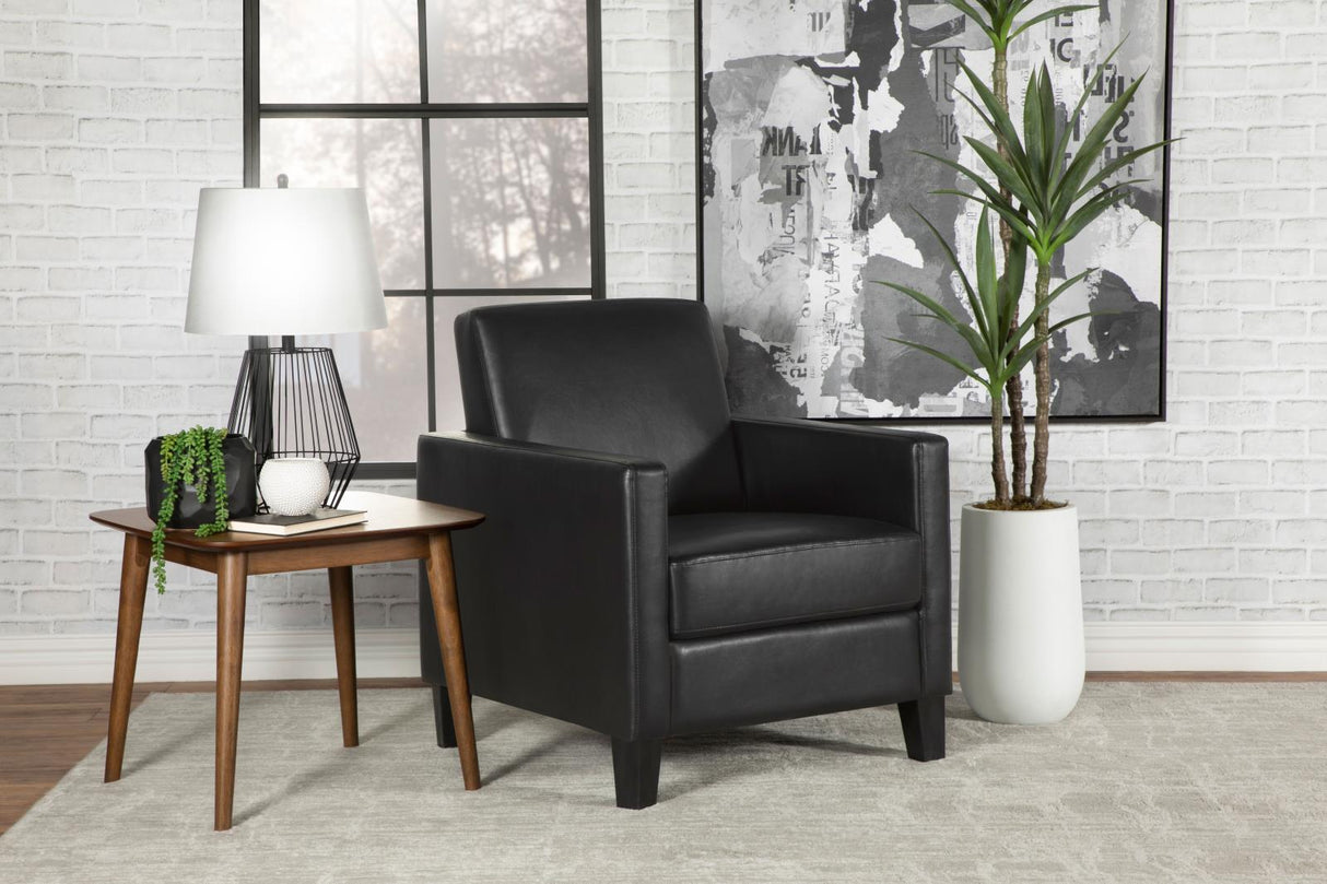 Julio Black Upholstered Accent Chair with Track Arms from Coaster - Luna Furniture