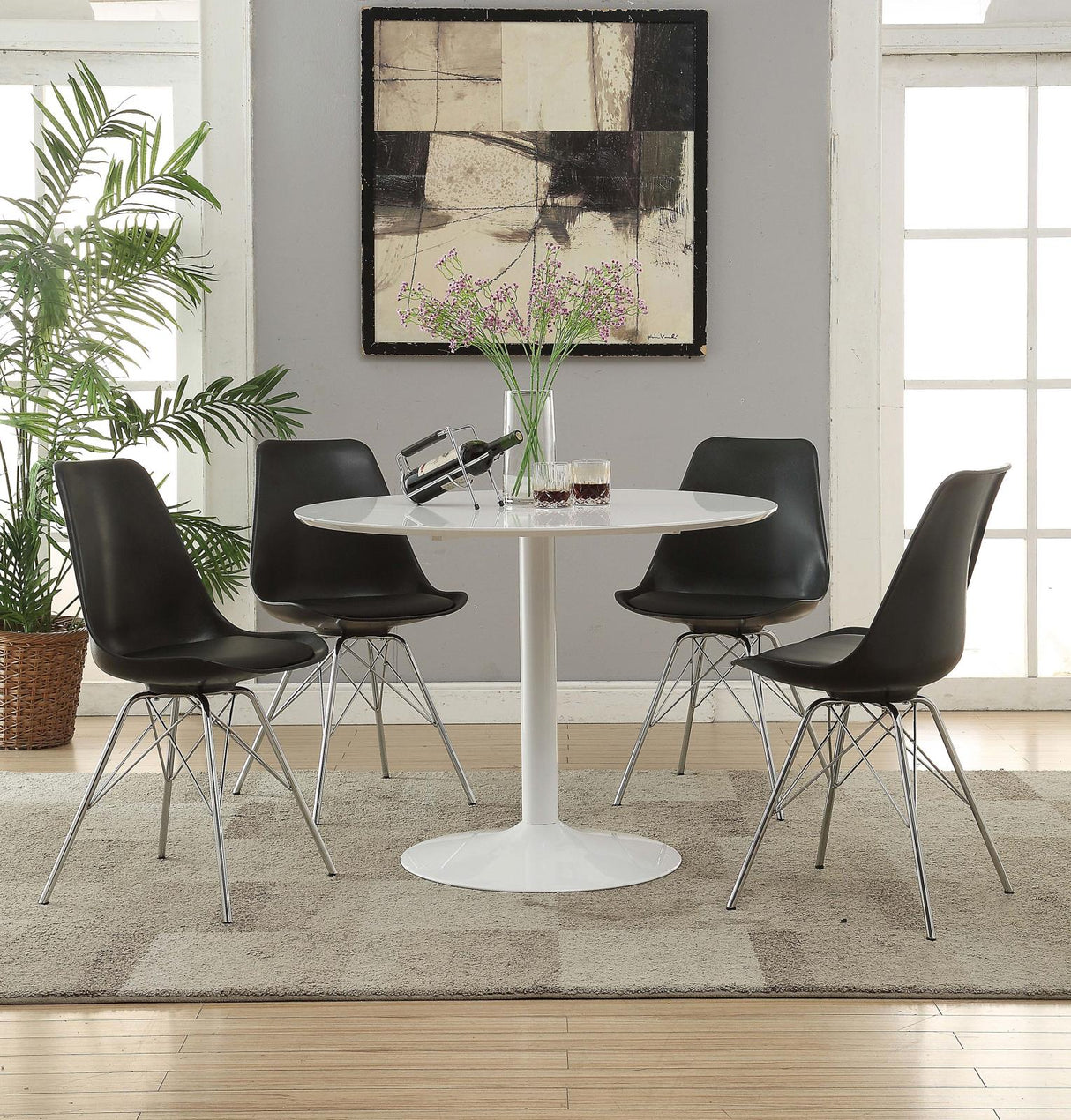 Juniper Black/Chrome Armless Dining Chairs, Set of 2 from Coaster - Luna Furniture