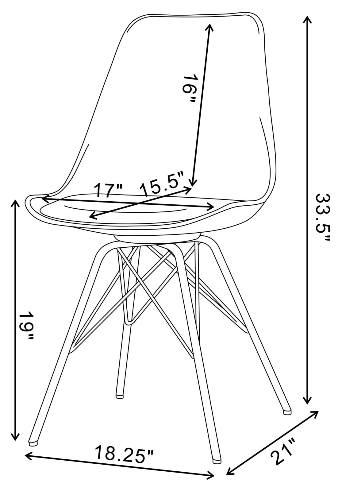 Juniper Black/Chrome Armless Dining Chairs, Set of 2 from Coaster - Luna Furniture