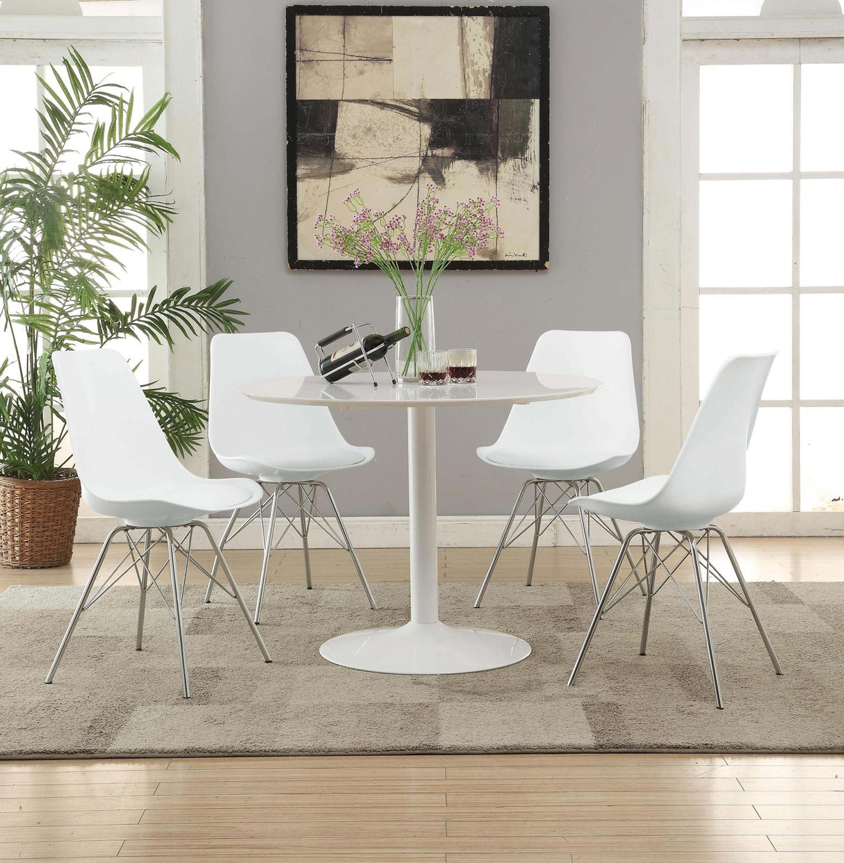 Juniper White/Chrome Armless Dining Chairs, Set of 2 from Coaster - Luna Furniture